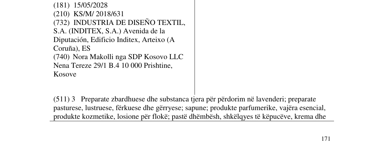 Zëri i markës ZARA SRPLS në buletin