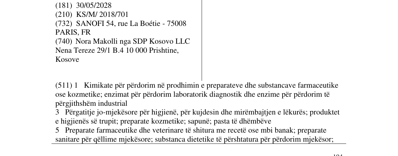 Zëri i markës SANOFI GENZYME në buletin