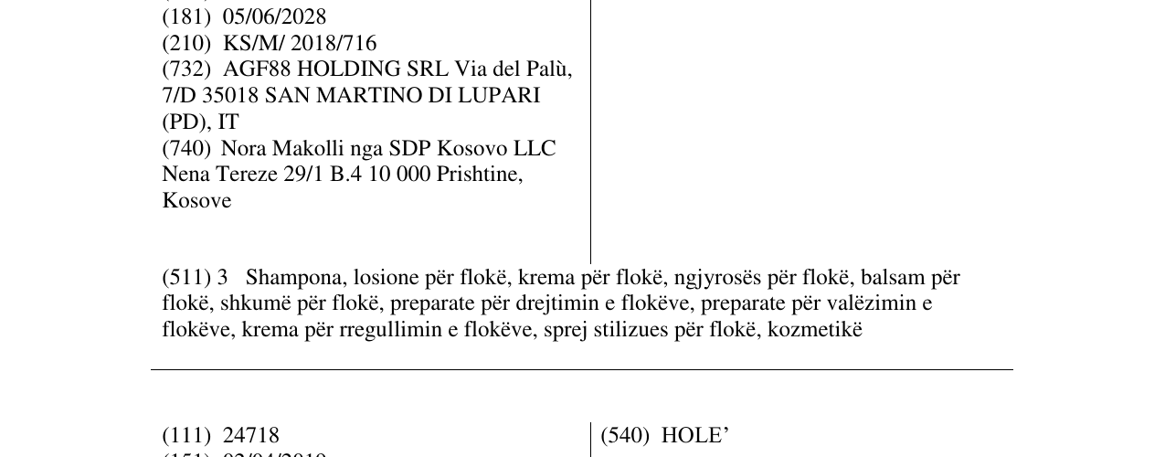 Zëri i markës FANOLA në buletin