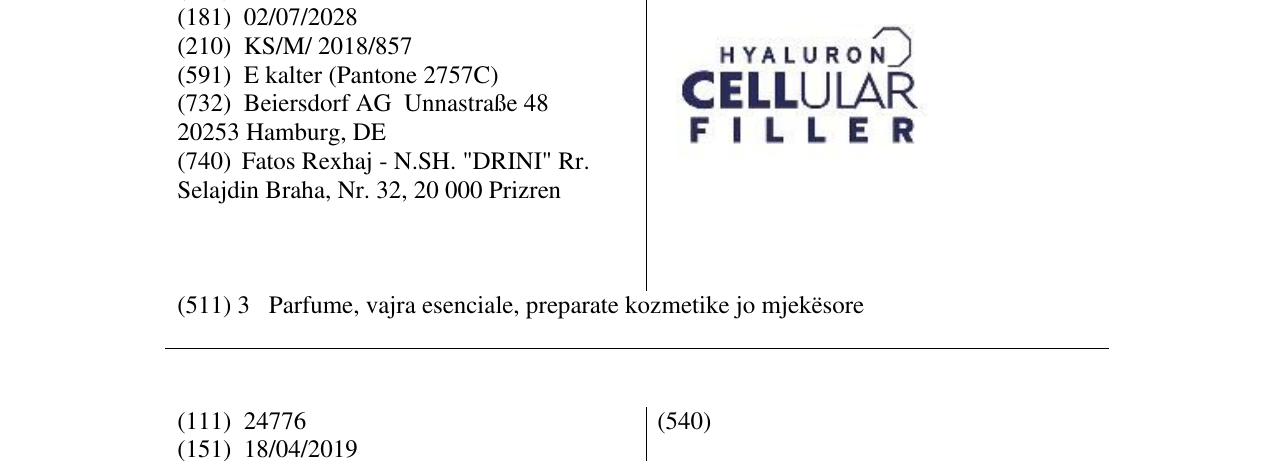 Zëri i markës HYALURON CELLULAR FILLER në buletin