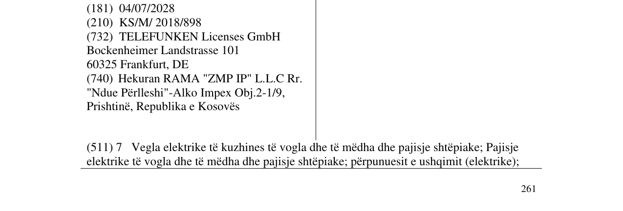 Zëri i markës TELEFUNKEN në buletin