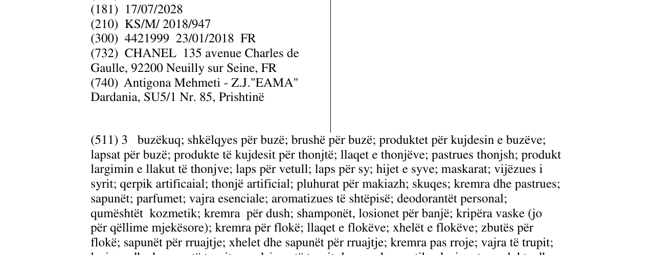 Zëri i markës PARIS-DEAUVILLE në buletin