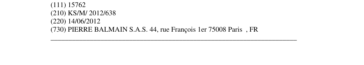 Zëri i markës PIERRE BALMAIN në buletin