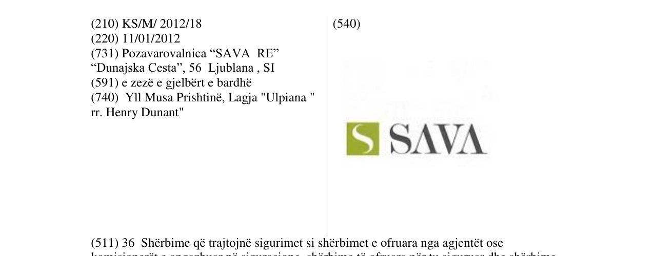 Zëri i markës SAVA në buletin