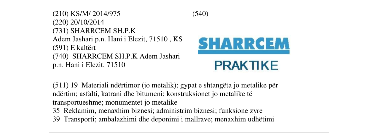 Zëri i markës SHARRCEM PRAKTIKE në buletin