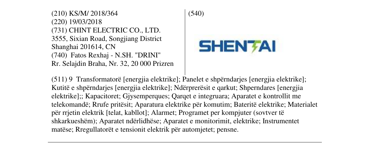 Zëri i markës SHENTAI në buletin