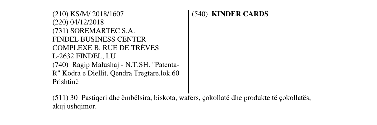 Zëri i markës KINDER CARDS në buletin