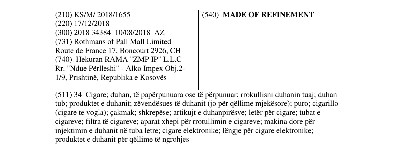 Zëri i markës MADE OF REFINEMENT në buletin