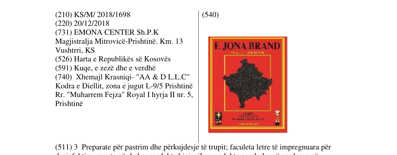 Zëri i markës E JONA BRAND në buletin
