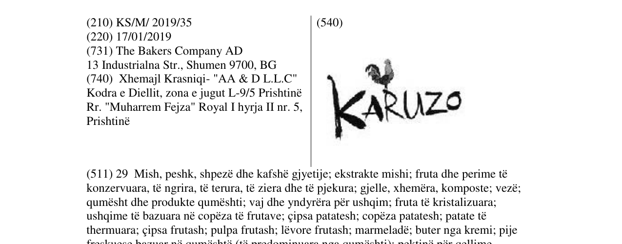 Zëri i markës Markë figurative në buletin