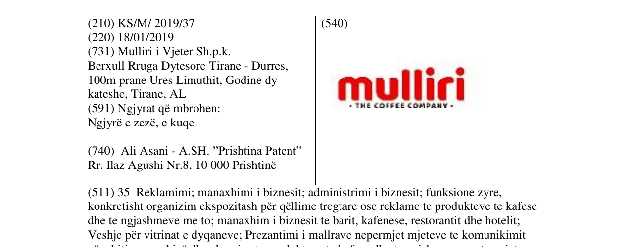 Zëri i markës Markë figurative në buletin
