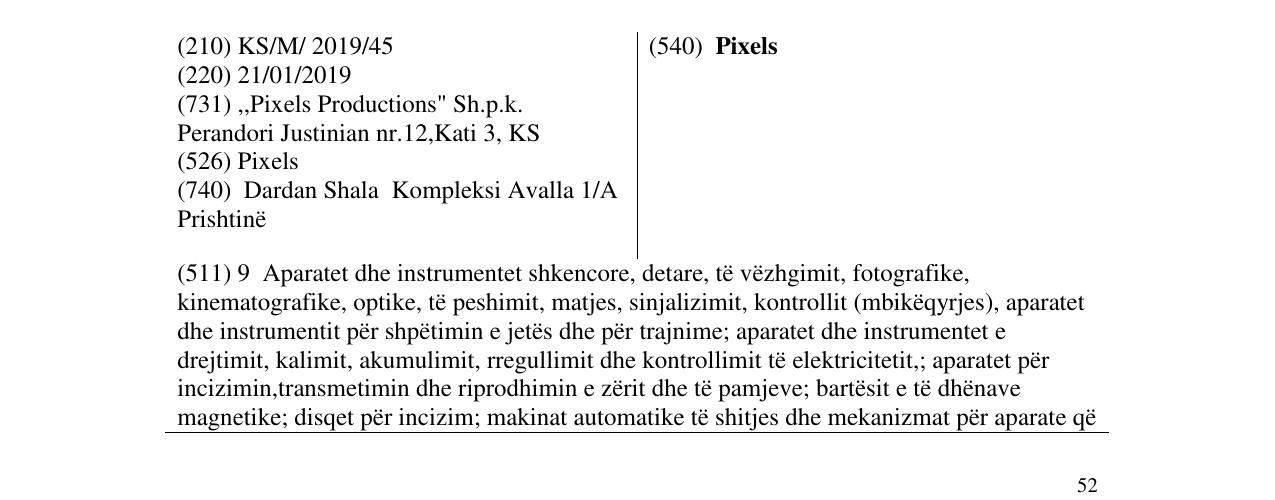 Zëri i markës Pixels në buletin
