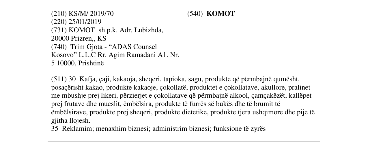 Zëri i markës KOMOT në buletin