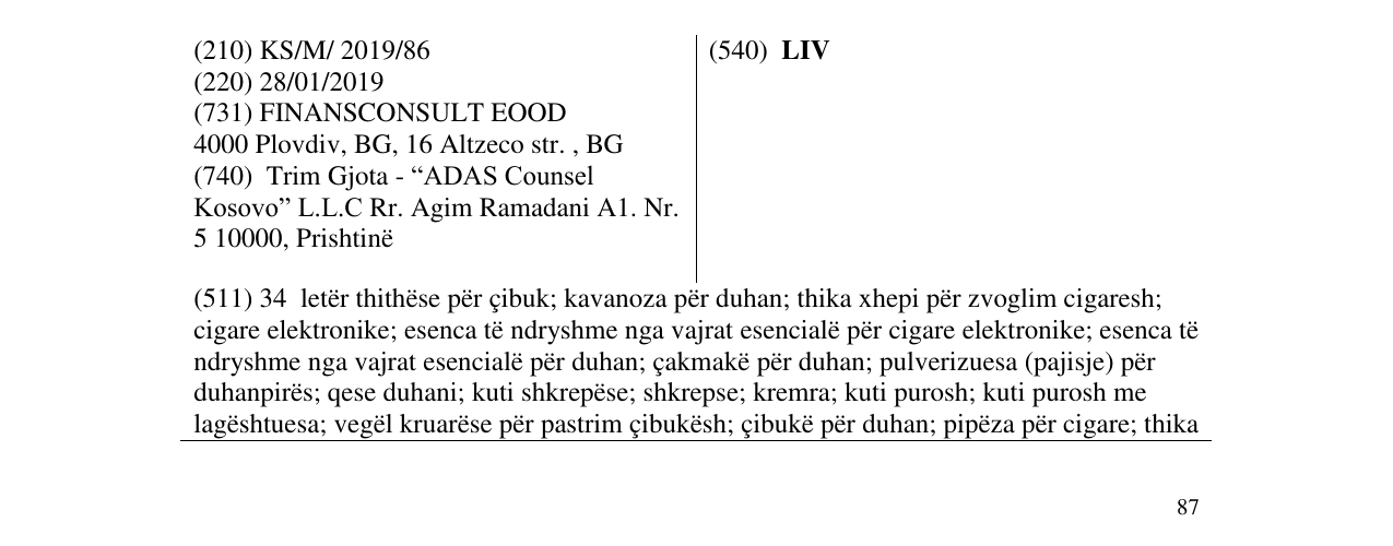 Zëri i markës LIV në buletin