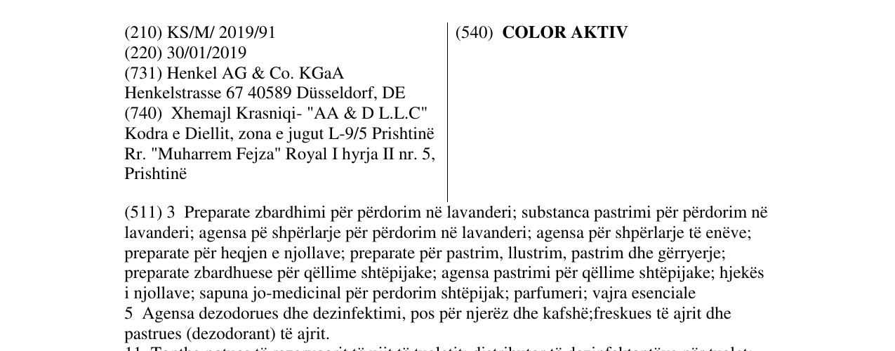 Zëri i markës COLOR AKTIV në buletin