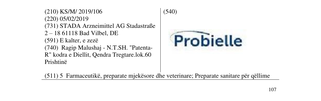 Zëri i markës Probielle në buletin