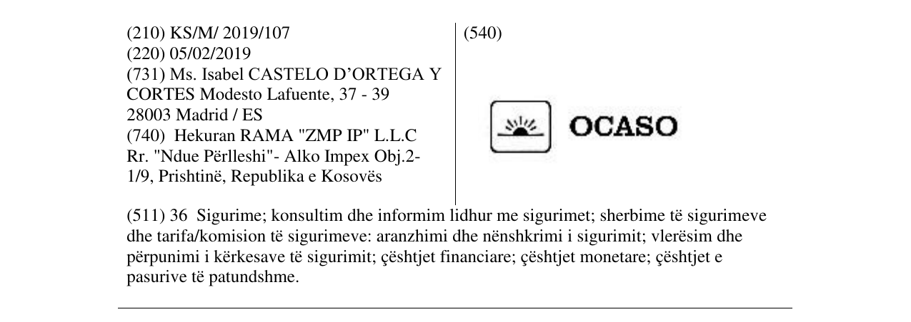 Zëri i markës OCASO në buletin