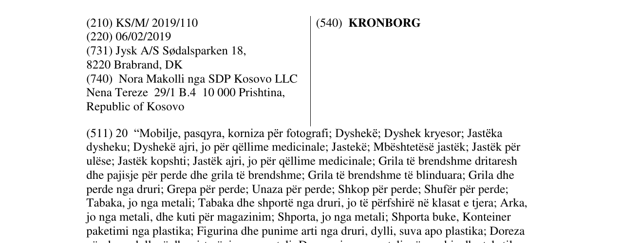 Zëri i markës KRONBORG në buletin