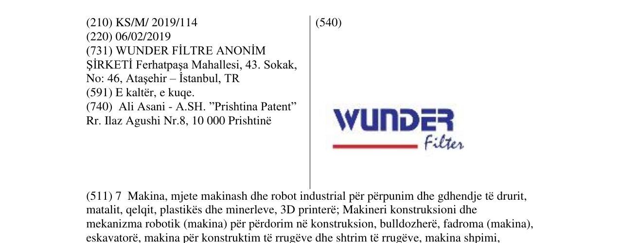 Zëri i markës WUNDER Filter në buletin