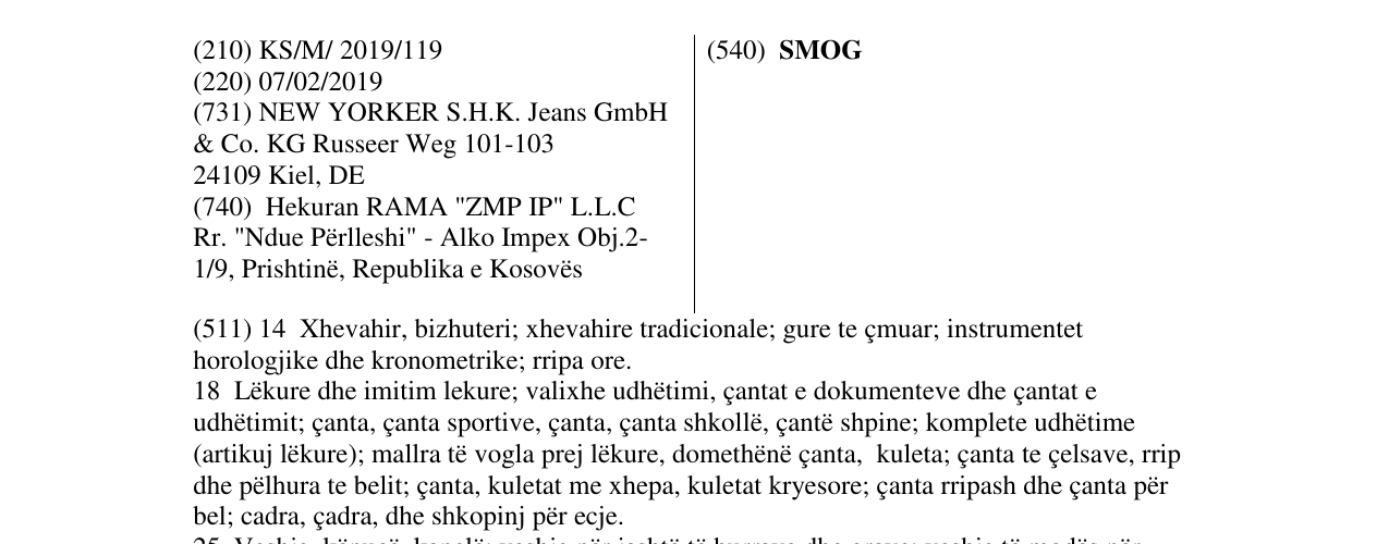 Zëri i markës SMOG në buletin