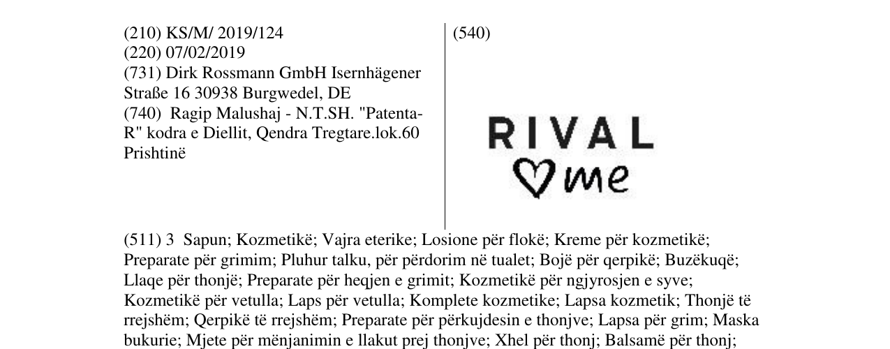 Zëri i markës RIVAL me në buletin
