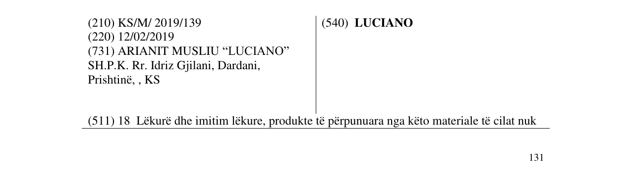 Zëri i markës LUCIANO në buletin