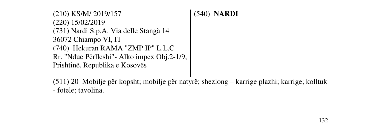 Zëri i markës NARDI në buletin