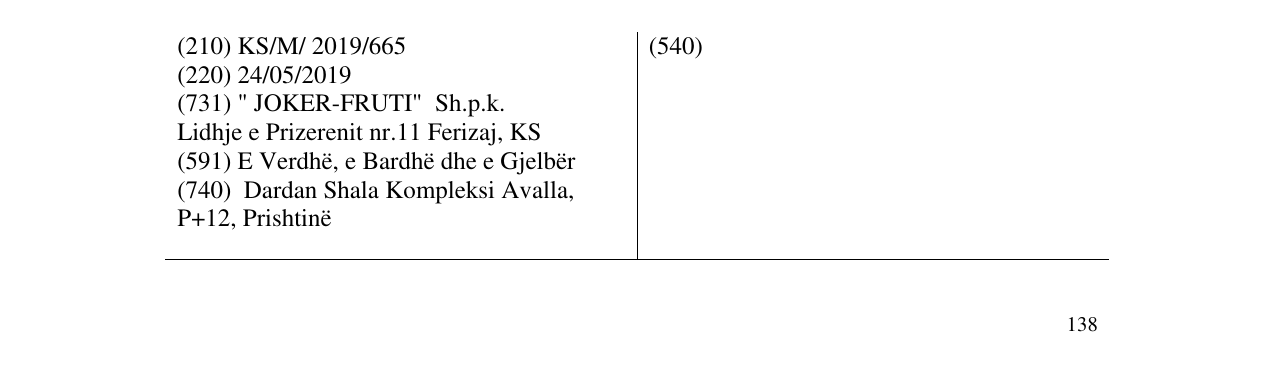 Zëri i markës JOKER në buletin