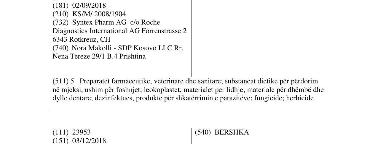 Zëri i markës CELLCEPT në buletin