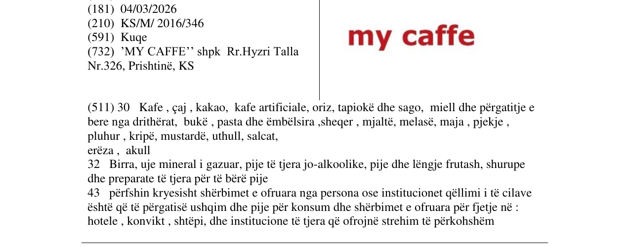 Zëri i markës my caffe në buletin