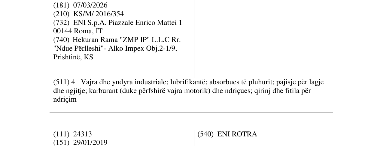 Zëri i markës ENI I-BASE në buletin