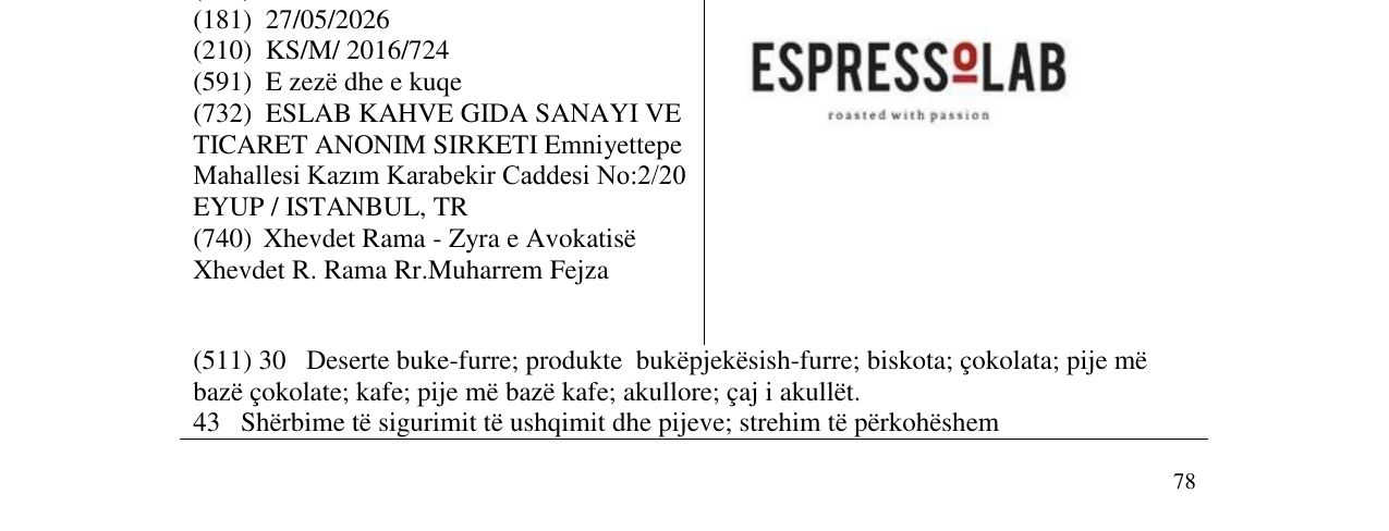 Zëri i markës ESPRESSOLAB në buletin
