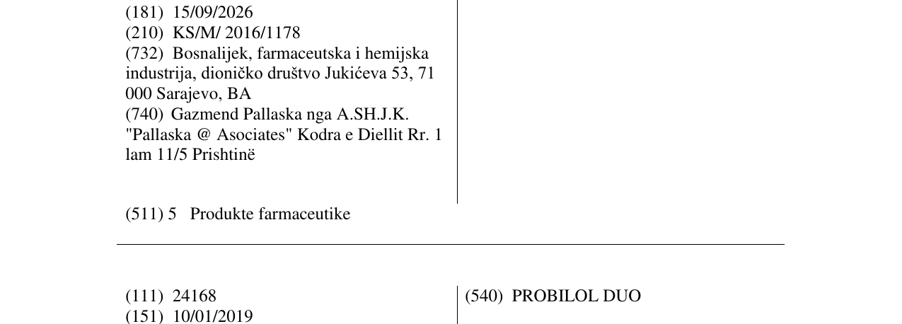 Zëri i markës PROBILOL në buletin