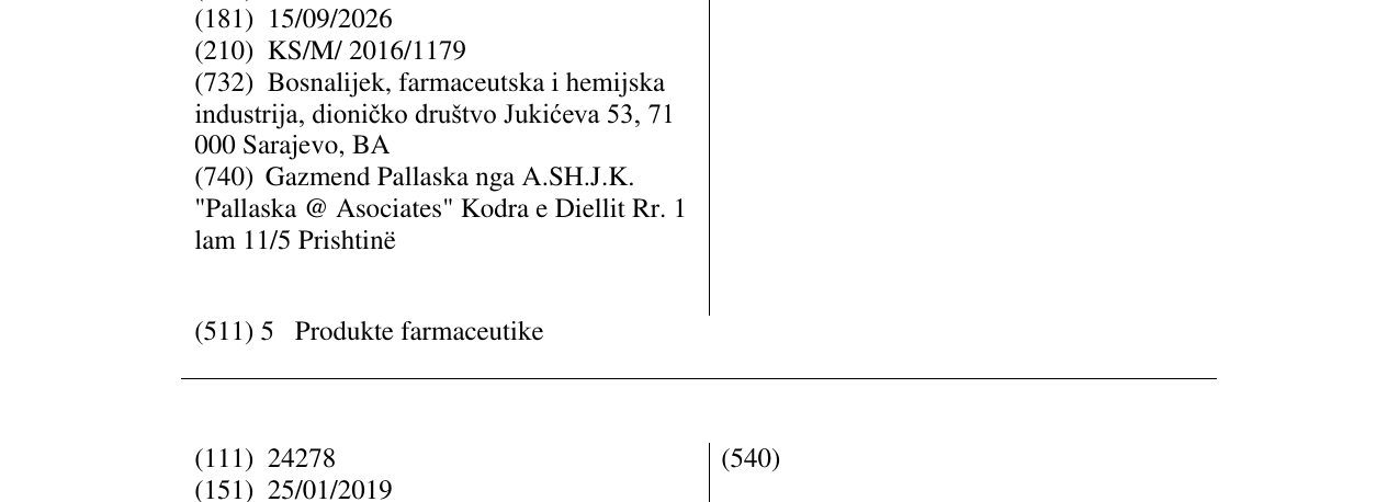 Zëri i markës PROBILOL DUO në buletin