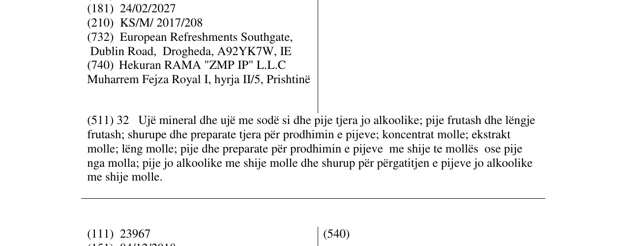 Zëri i markës APPLETISER në buletin