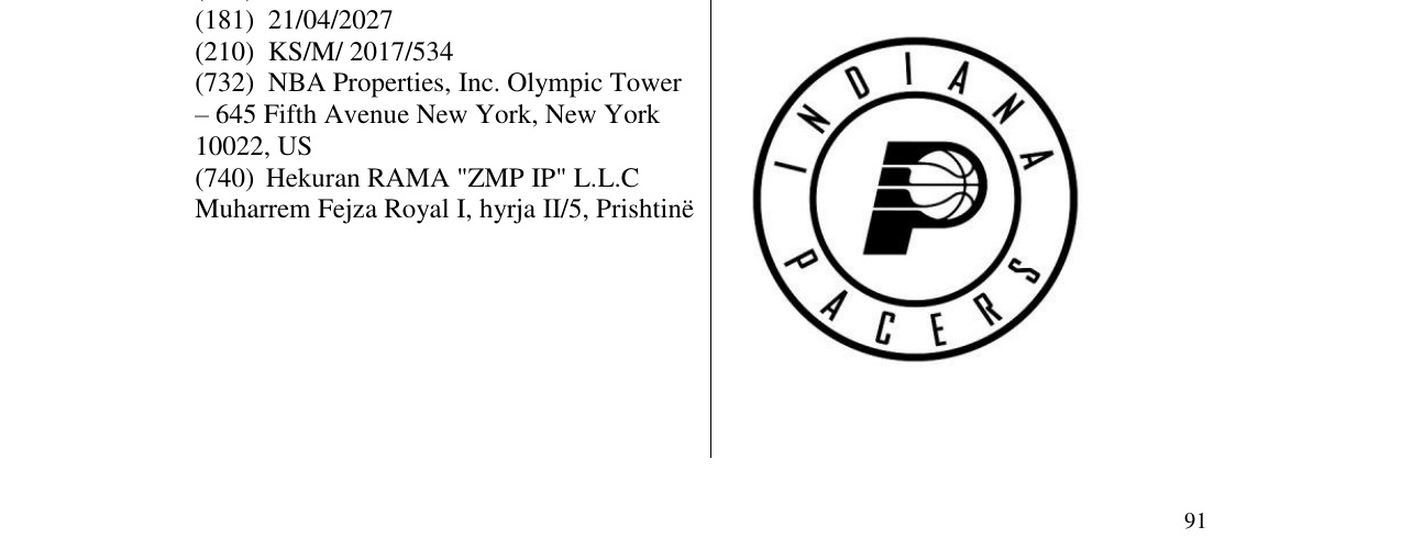 Zëri i markës INDIANA PACERS në buletin