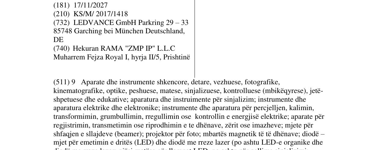 Zëri i markës LINEARLED FLAT në buletin