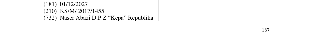 Zëri i markës Kepa në buletin