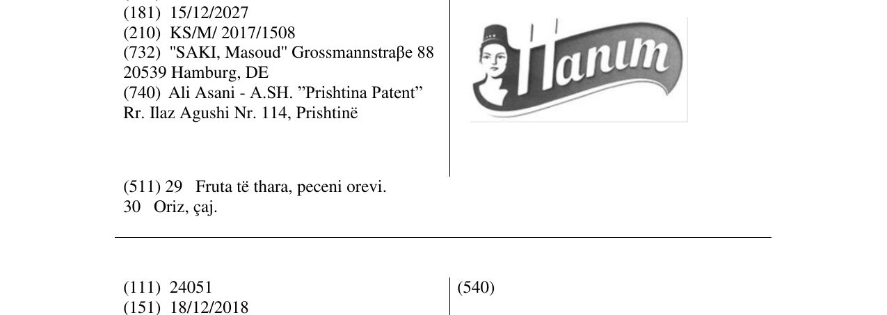 Zëri i markës Hanim në buletin