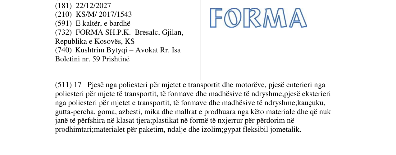 Zëri i markës FORMA në buletin
