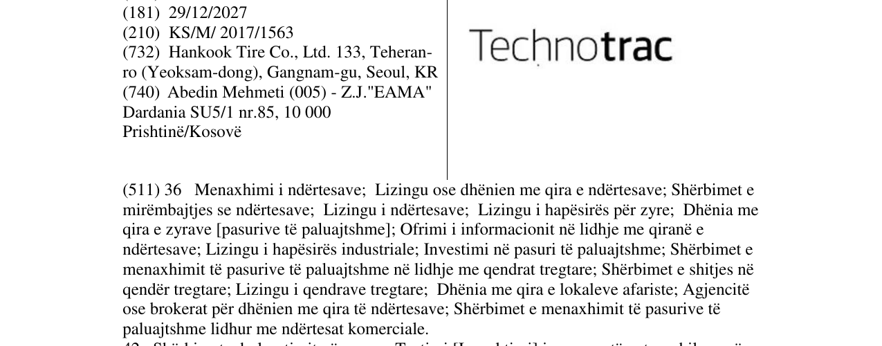 Zëri i markës Technotrac në buletin