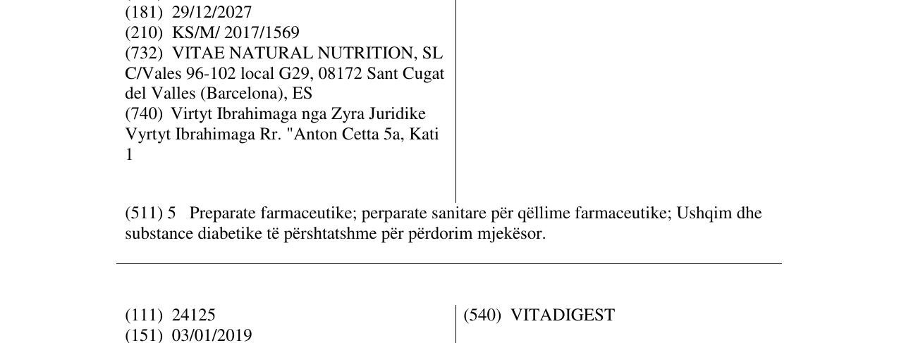 Zëri i markës OLOVITA CREAM në buletin
