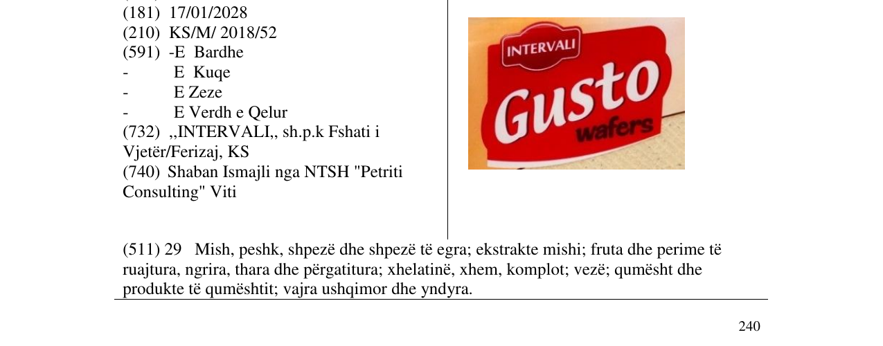 Zëri i markës Gusto në buletin