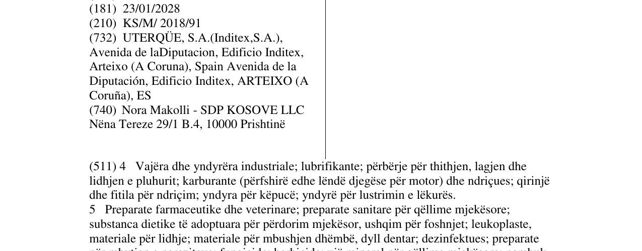 Zëri i markës UTERQÜE në buletin