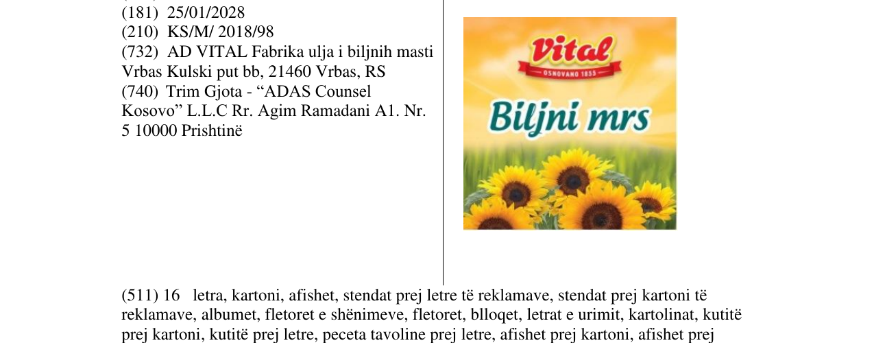 Zëri i markës vital Biljni mrs në buletin