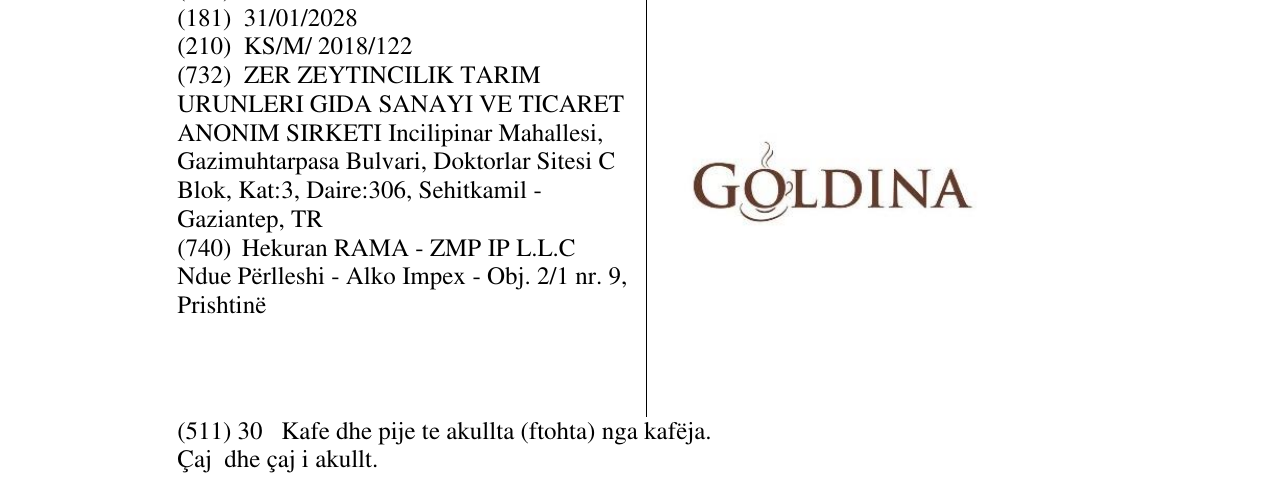Zëri i markës GOLDINA në buletin