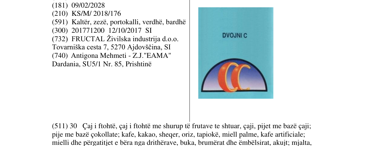 Zëri i markës DVOJM C në buletin