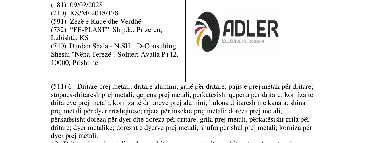 Zëri i markës ADLER në buletin