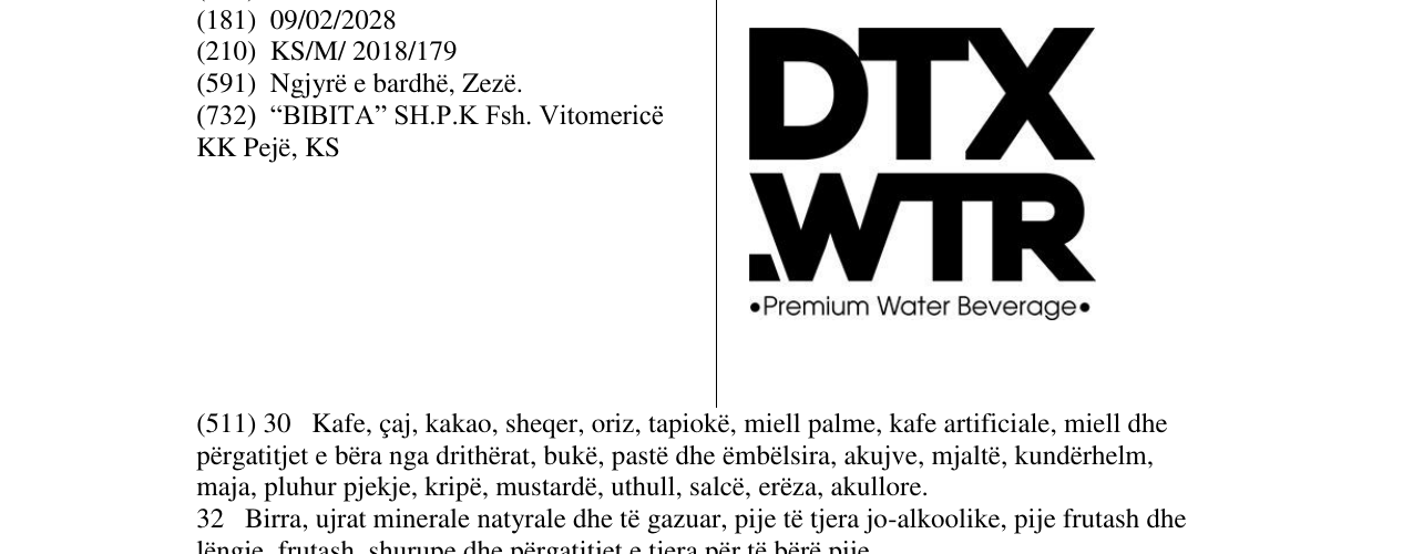 Zëri i markës DTXWTR në buletin