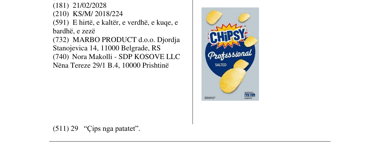 Zëri i markës CHIPSY Professional në buletin